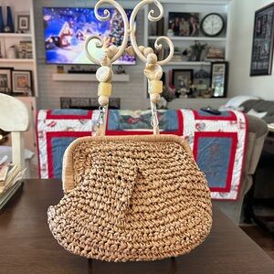 Straw Clutch Purse, Summer Woven Dumpling Bag Straw Beach Clutch Handbags